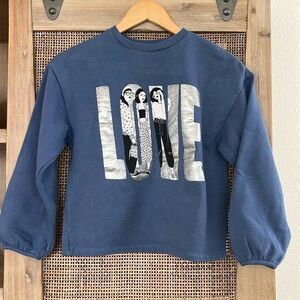 📫BUY 2 for $20📫 Zara Girls Blue Silver Love Sweater Sweatshirt size 11/12